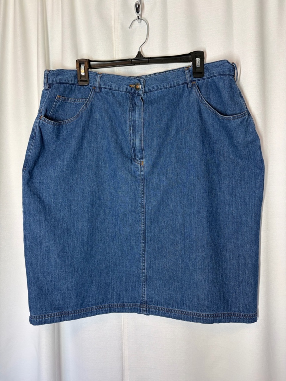 Land's End Denim Mid Length Skirt Jean Size 18W Vintage 90s Cottage Granny Y2K - Picture 2 of 7